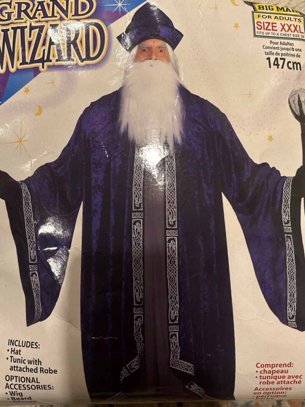 Men's Purple Wizard Costume Robe with Hat
